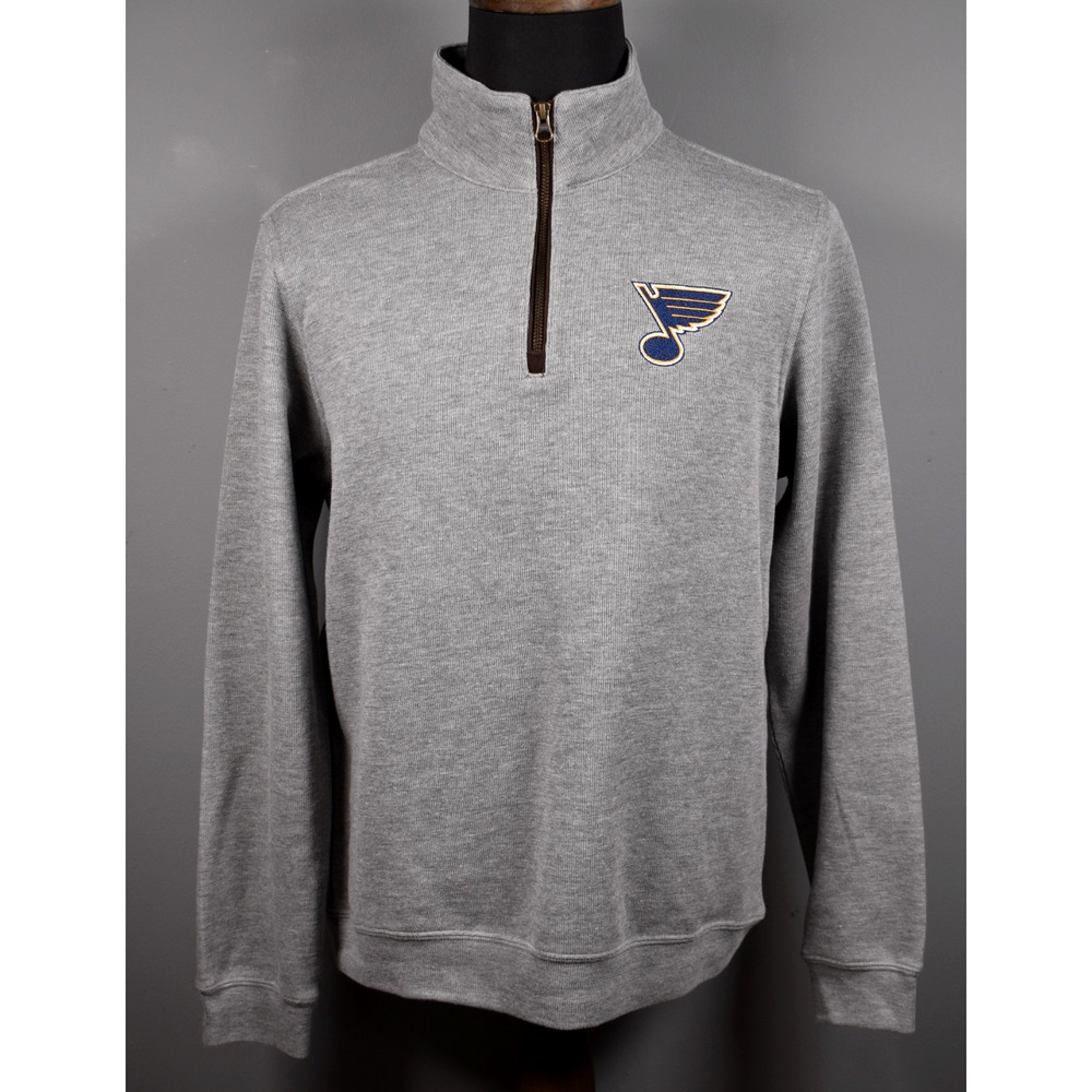 NHL Official Pullover 1/4 Zip St. Louis Blues Embroidered Logo Gray Size Med NEW